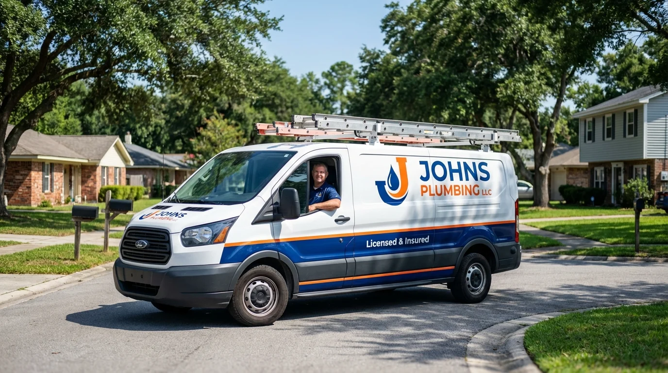 Johns Plumbing LLC service van in Midland City, AL