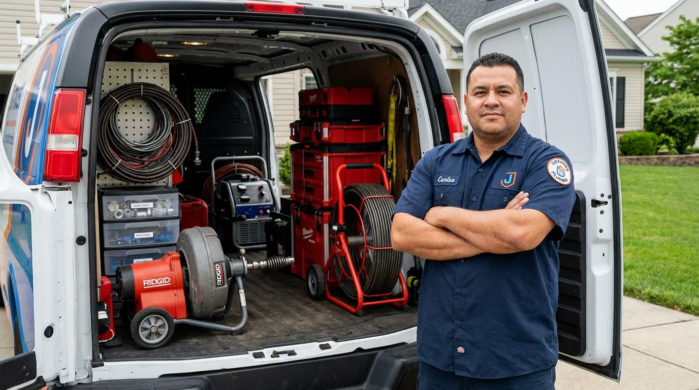 Professional drain cleaning equipment and Johns Plumbing LLC plumber in Midland City