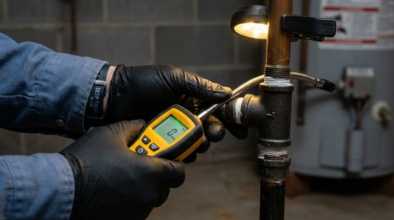 Gas leak detection with electronic sniffer by Johns Plumbing LLC in Midland City