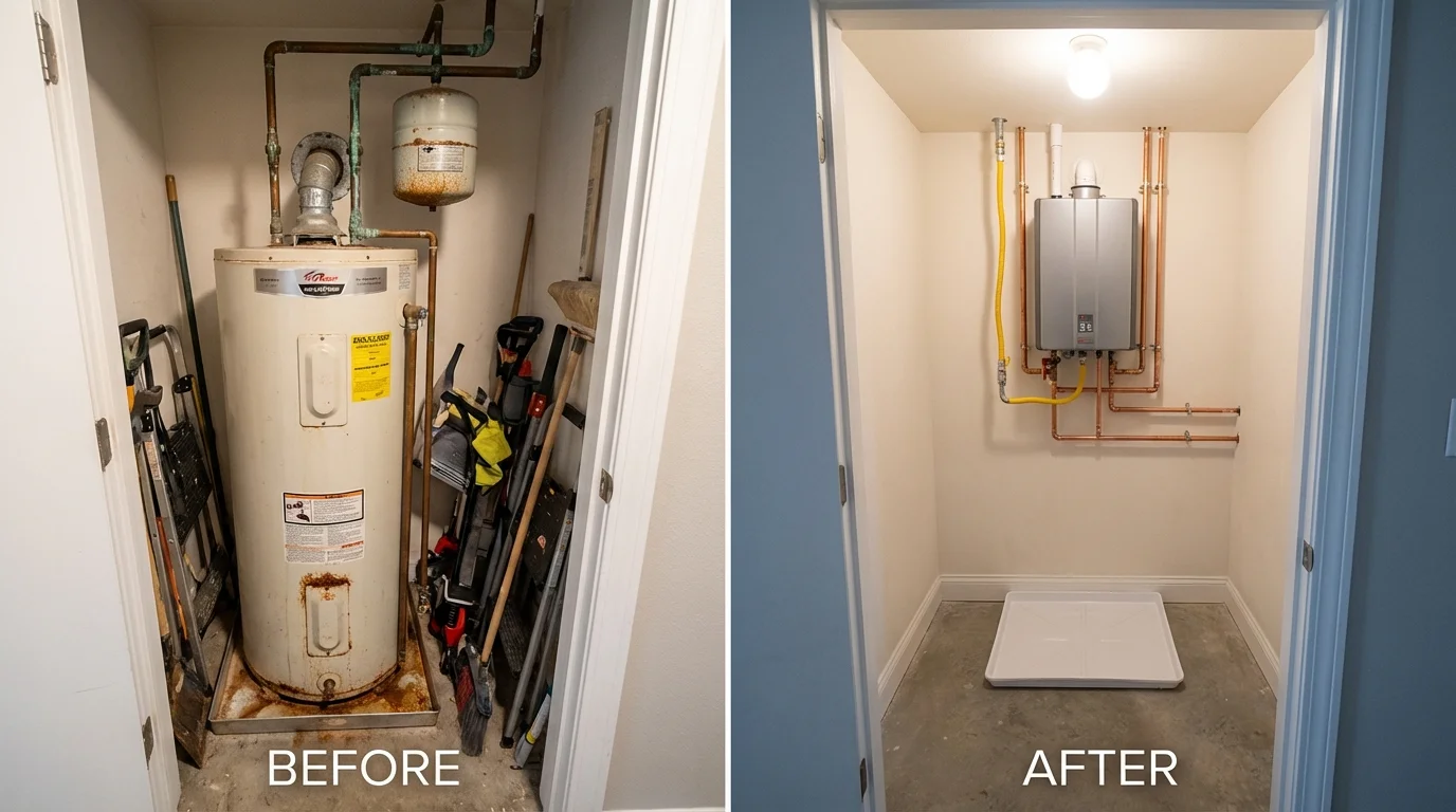 Tank water heater versus wall-mounted tankless unit comparison for Midland City, AL homeowners