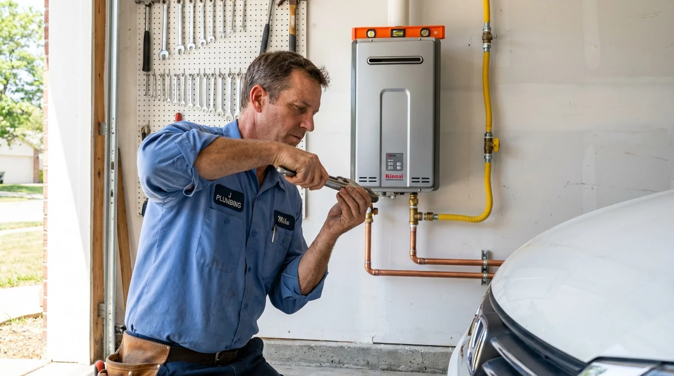 Tankless water heater installation by a Johns Plumbing LLC plumber in Midland City
